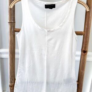 BR basic luxe touch tank top with satin piping neckline - ivory color | size XS